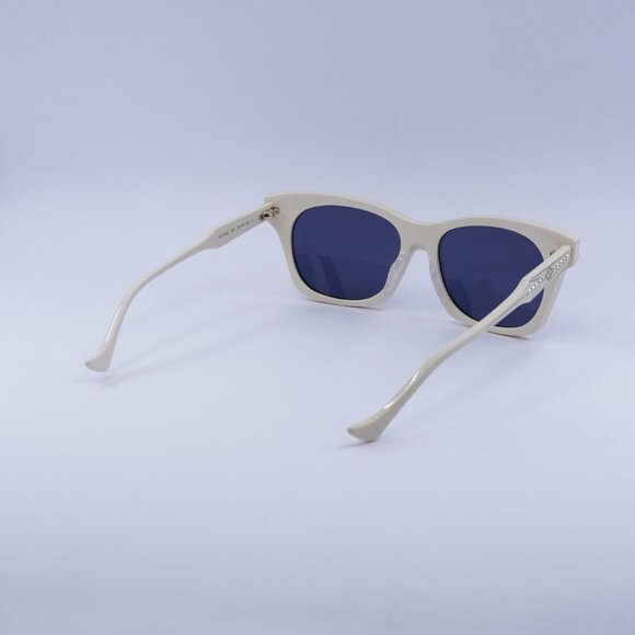 Gucci GG1299S 004 Sunglasses Ivory with Stones Cat Eye Frame, Blue Lenses main image 6